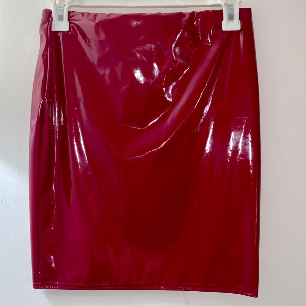Vinyl High Waisted Mini Skirt RED